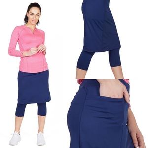 SNOGA ATHLETICS! Navy Blue Midi Length 2x (24 1/2”) Skirt with attached Leggings